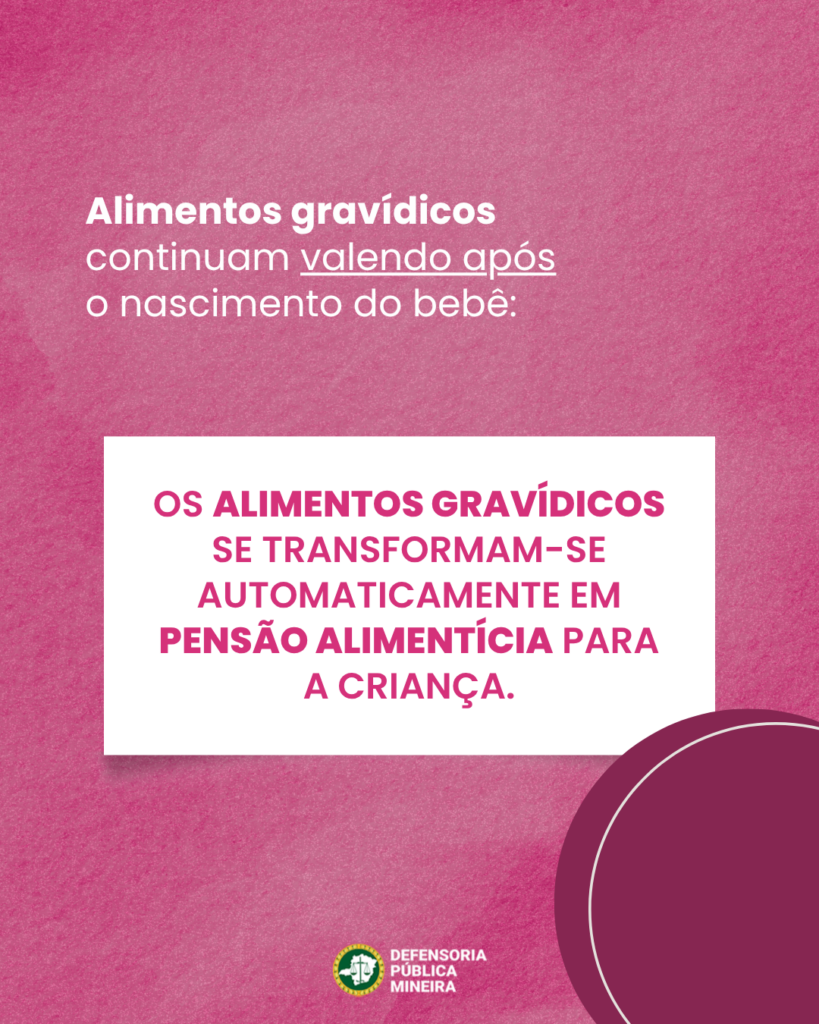 Alimentos gravídicos continuam valendo após o nascimento do bebê: OS ALIMENTOS GRAVÍDICOS SE TRANSFORMAM-SE AUTOMATICAMENTE EM PENSÃO ALIMENTÍCIA PARA A CRIANÇA.