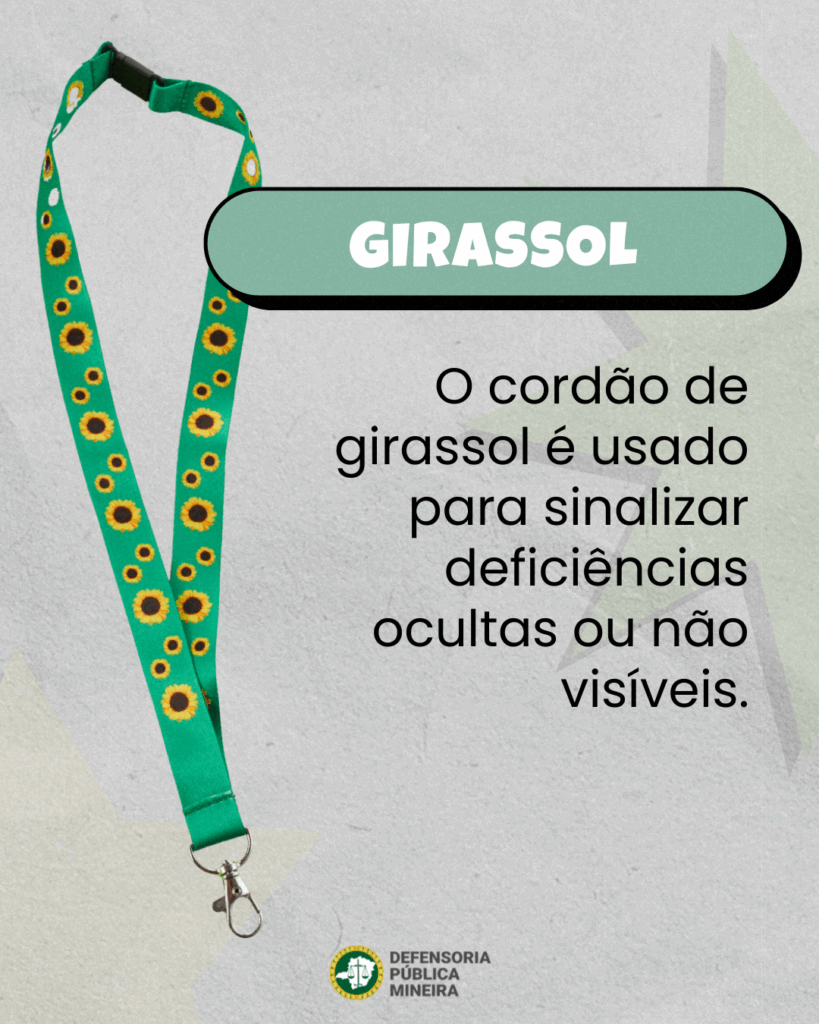 Girassol - O cordão de girassl é usado para sinalizar deficiências ocultas ou não visíveis.