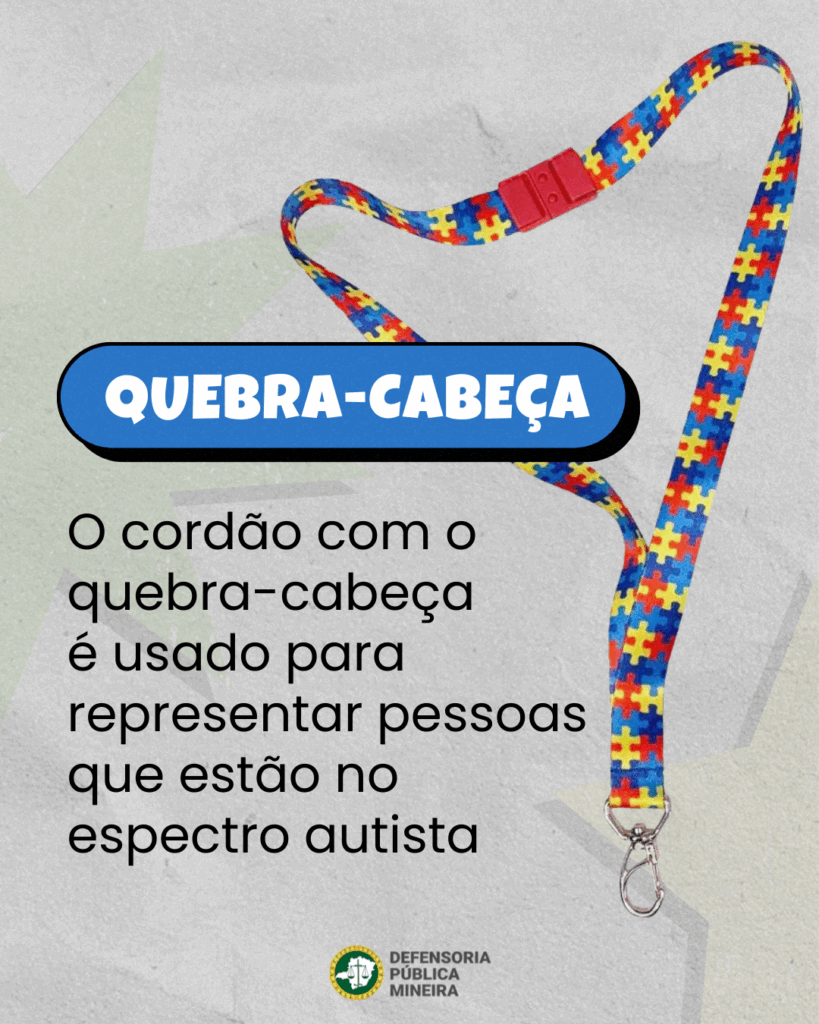 Quebra-cabeça - O cordão de quebra-cabeça é usado para representar pessoas que estão no espectro autista