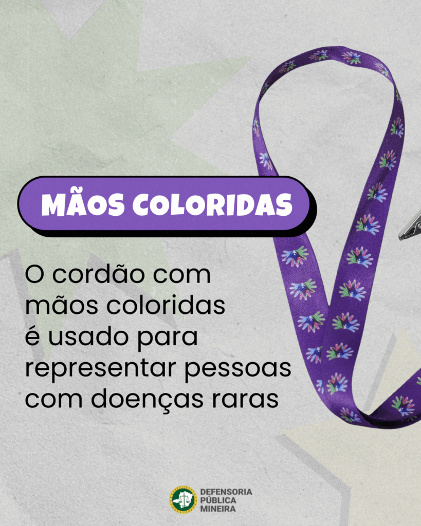 Mãos coloridas - O cordão com mãos coloridas é usado para representar pessoas com doenças raras